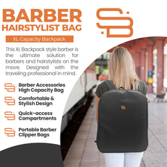 SMART BARBER - Barber Bag XL Capacity Backpack Style for Traveling with Clippers and Supplies