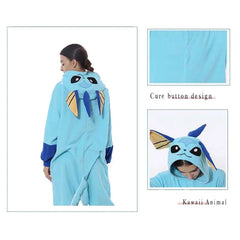 Soft Women Pajamas Onesies Vaporeon Kigurumi Fleece Pajamas Sleepwear with Hooded Cosplay Costume For Halloween Chrismas