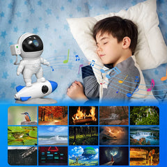 Bluetooth APP Rocket Astronaut Star Galaxy Projector LED Night Light Lamp Starry Sky Porjectors Lamp  For Kids Bedroom Decorate