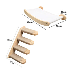 Cat Climbing Tree Wall Mounted Wooden Cat Shelves Jumping Furniture Cat Scratching Post Hammock Stairs Playing Climbing Frame