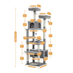 184cm (6 Ft) Large Cat Tree and Tower for Indoor Cats With Sisal-Covered Scratching Posts Spacious Hammock Padded Perches and Condos