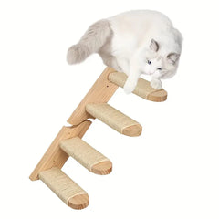 Cat Climbing Tree Wall Mounted Wooden Cat Shelves Jumping Furniture Cat Scratching Post Hammock Stairs Playing Climbing Frame