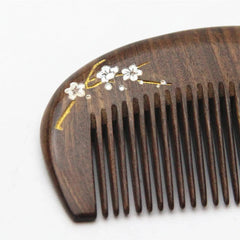 Natural Gold Sandalwood Small Comb Natural Wood  Structure Fine Tooth Hair Comb Anti-Static Head Acupuncture Point Massage Gift