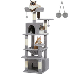 184cm (6 Ft) Large Cat Tree and Tower for Indoor Cats With Sisal-Covered Scratching Posts Spacious Hammock Padded Perches and Condos