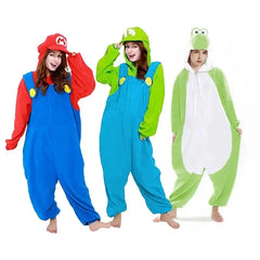 Super Mari0 LUIGI Yoshi Onesie Frog Cosplay Costume Kigurumi Halloween Christmas Fleece Pajama LOVERS Full Body Homewear GIFT