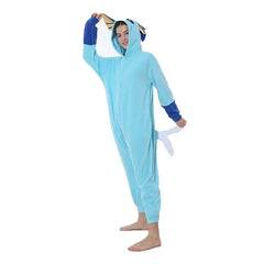 Soft Women Pajamas Onesies Vaporeon Kigurumi Fleece Pajamas Sleepwear with Hooded Cosplay Costume For Halloween Chrismas