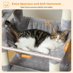 184cm (6 Ft) Large Cat Tree and Tower for Indoor Cats With Sisal-Covered Scratching Posts Spacious Hammock Padded Perches and Condos