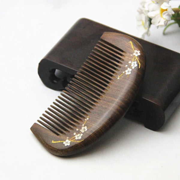 Natural Gold Sandalwood Small Comb Natural Wood  Structure Fine Tooth Hair Comb Anti-Static Head Acupuncture Point Massage Gift